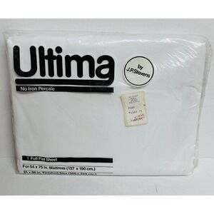 Ultima by J.P. Stevens Full Flat Sheet White No Iron Percale Vintage USA Made